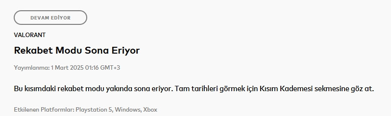 Valorant Rekabet Modu Sona Eriyor Ne Demek?