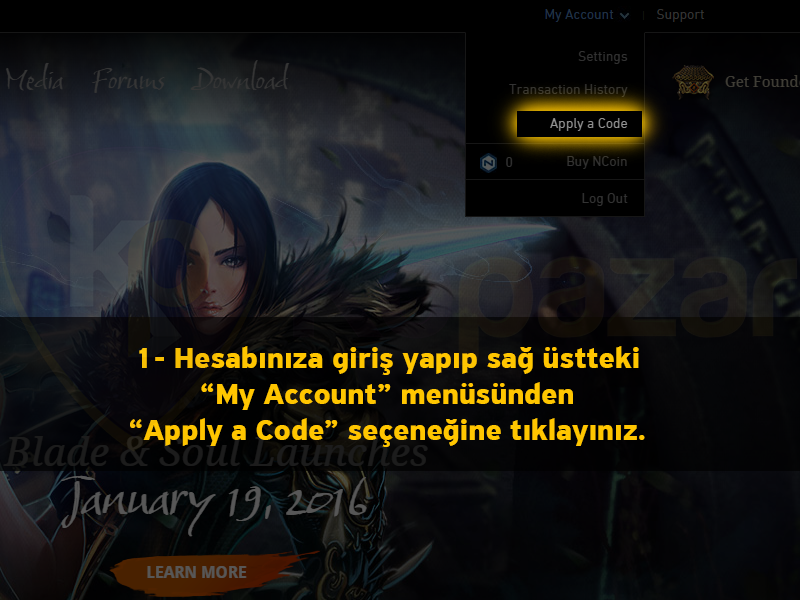 Blade and Soul kullanım adımı 1