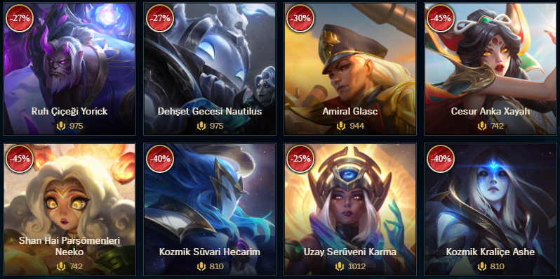 League of Legends Şampiyon ve Kostüm İndirimleri