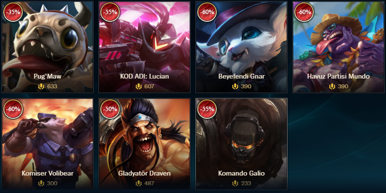 League of Legends Şampiyon ve Kostüm İndirimleri