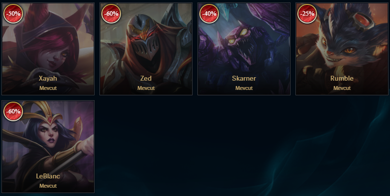 League of Legends Şampiyon ve Kostüm İndirimleri