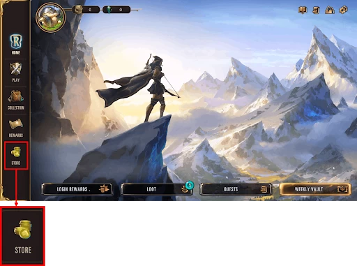 Store button on the Legends of Runeterra main menu