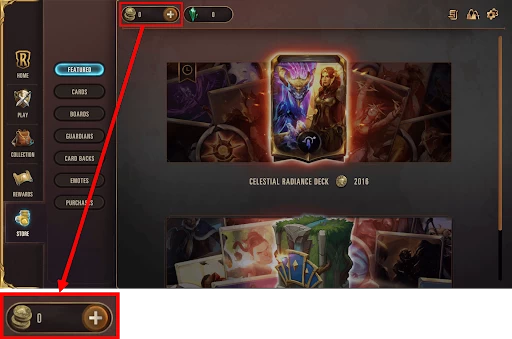 Plus button next to the currency balance in the Legends of Runeterra store