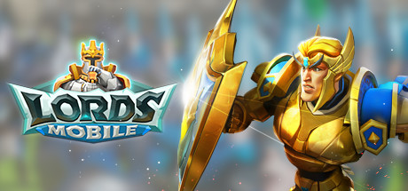 Lords Mobile game logo and golden armoured hero artwork Lords Mobile game logo and golden armoured hero artwork