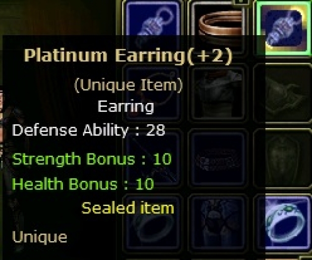 +2 Platinum Earring Knight Server Dryads441