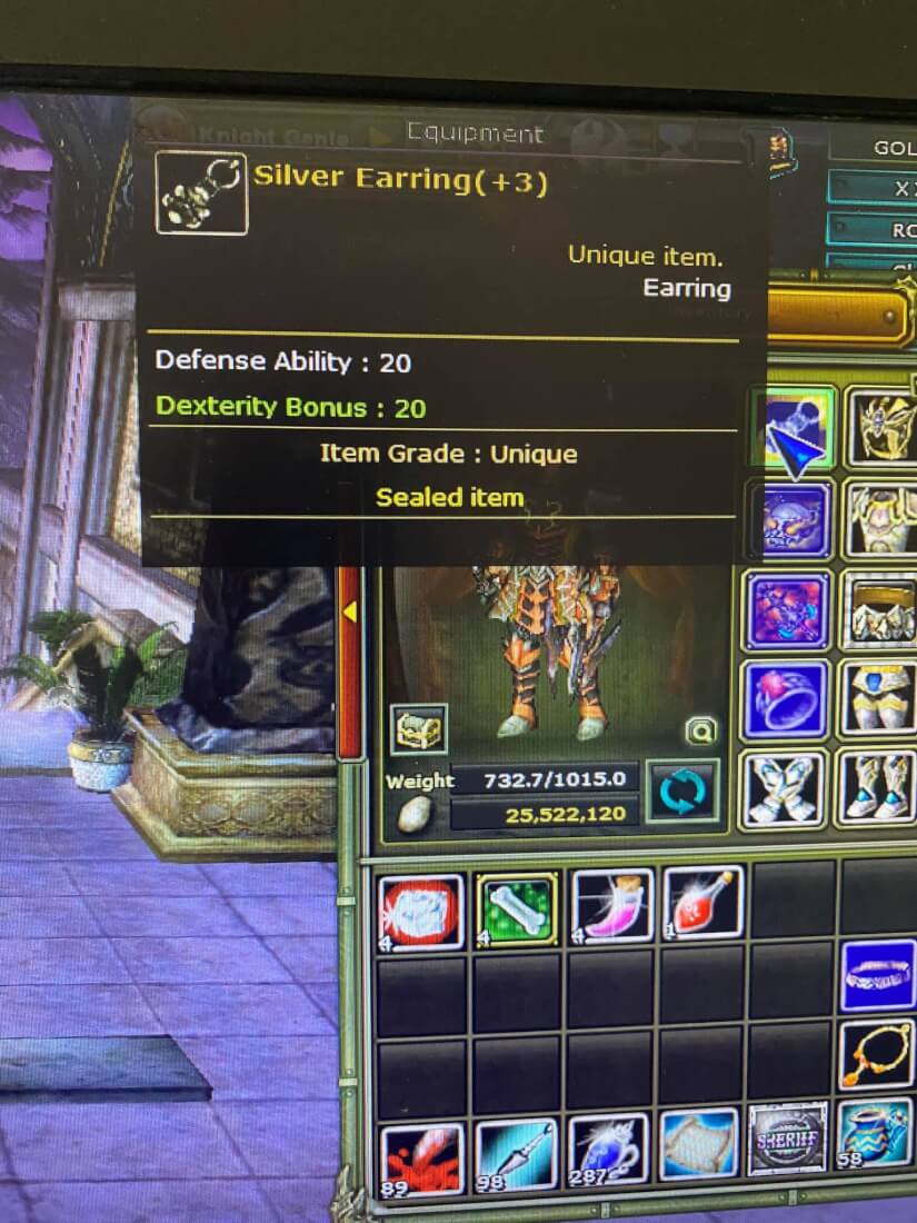 +3 dual silver earring Knight Server Minark28949