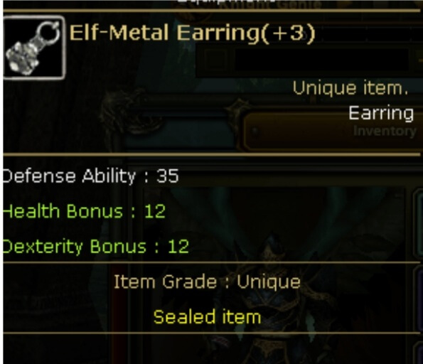 Elfmetal Earring Knight Server Ares53194