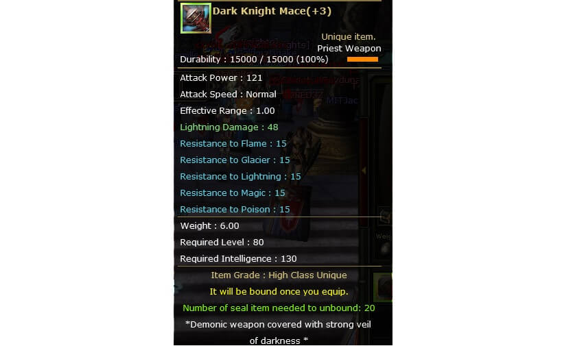 Dark Knight Mace +3 Knight Server Destan54631