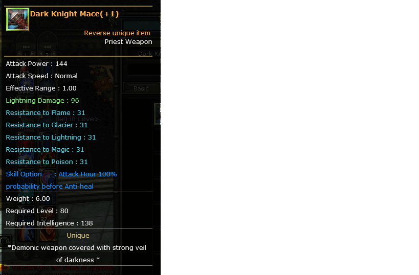 +1 Rebirth ( +7 ) Dark Knight Mace [ Dkm ] Knight Server Rosetta59001