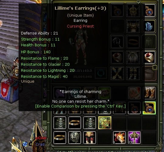 Lillime's Earring +3 Knight Server Destan92927