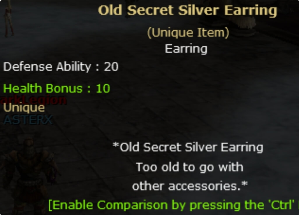 Old Secret Silver Earring Knight Server Agartha109612