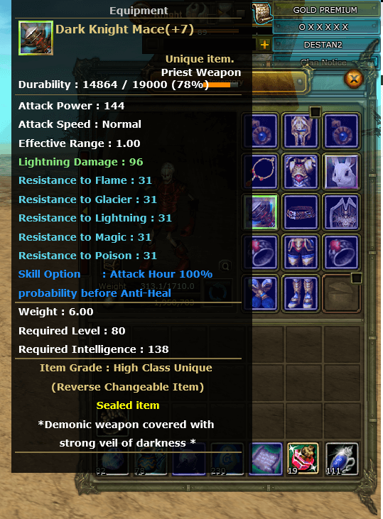 +7 Dark Knight Mace (dkm) Knight Server Destan120714