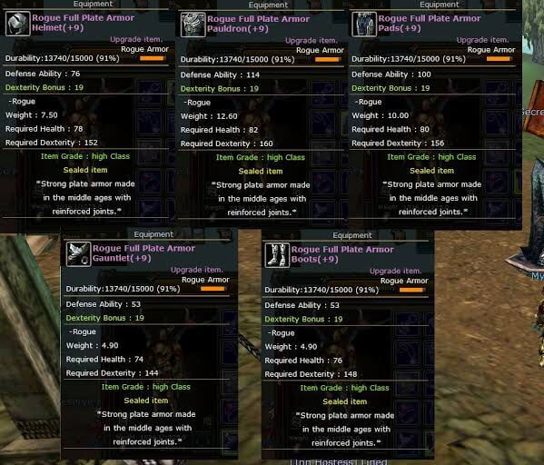 +9 Rogue Full Plate Set Knight Server Destan106646