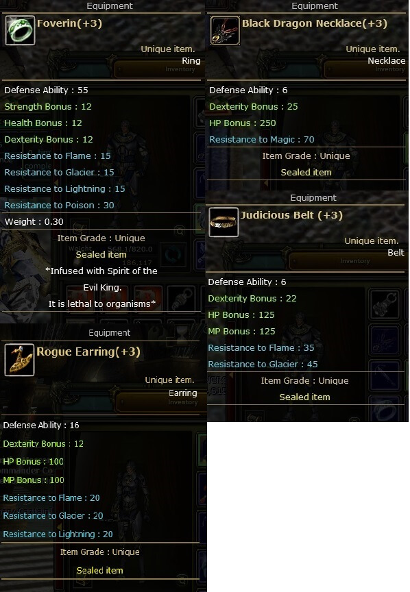 +3 Bdn +3 Judi +3 Dual Foverin +3 Dual Rogue Earring Knight Server Oreads121590